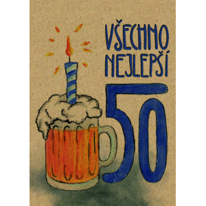 Přáníčko BeBechy - recyklovaný papír - 50 Pivo