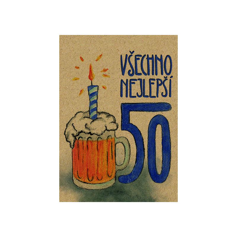 Přáníčko BeBechy - recyklovaný papír - 50 Pivo