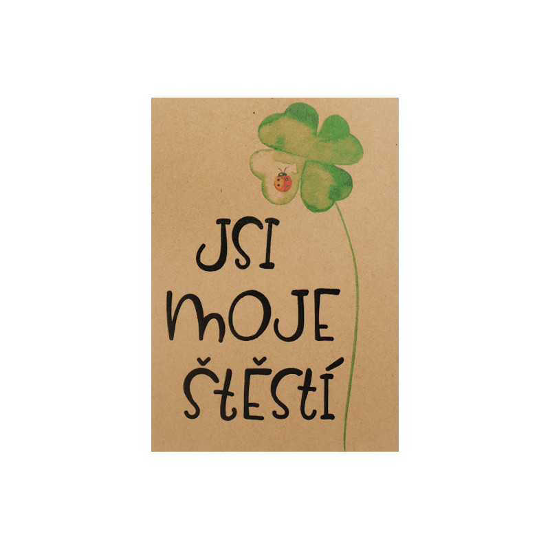 Přáníčko BeBechy – recyklovaný papír – Čtyřlístek
