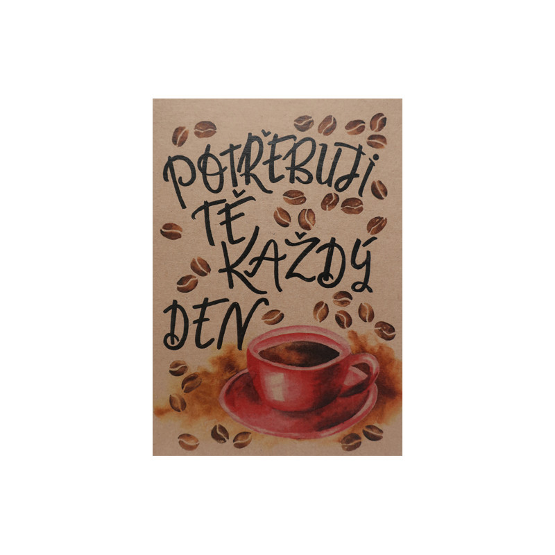 Přáníčko BeBechy – recyklovaný papír - Káva