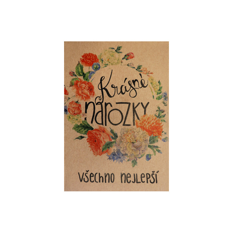 Přáníčko BeBechy – recyklovaný papír – Narozky