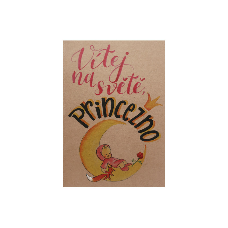 Přáníčko BeBechy – recyklovaný papír - Princezna