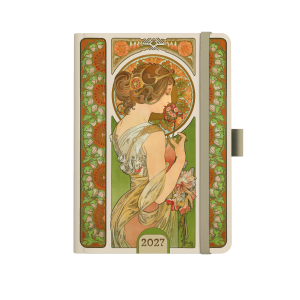 Týdenní diář A5 - Alfons Mucha 2027 - Zelený
