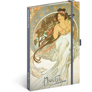 NOTIQUE Notes Alfons Mucha – Hudba, linkovaný, 13 x 21 cm
