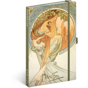 NOTIQUE Notes Alfons Mucha – Poezie, linkovaný, 13 x 21 cm