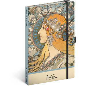 NOTIQUE Notes Alfons Mucha – Zodiak, tečkovaný, 13 x 21 cm