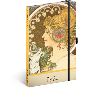 NOTIQUE Notes Alfons Mucha – Pero, tečkovaný, 13 x 21 cm