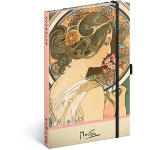NOTIQUE Notes Alfons Mucha – Petrklíč, tečkovaný, 13 x 21 cm