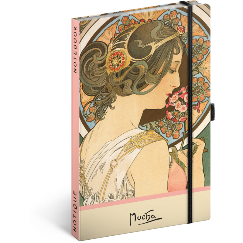 NOTIQUE Notes Alfons Mucha – Petrklíč, tečkovaný, 13 x 21 cm