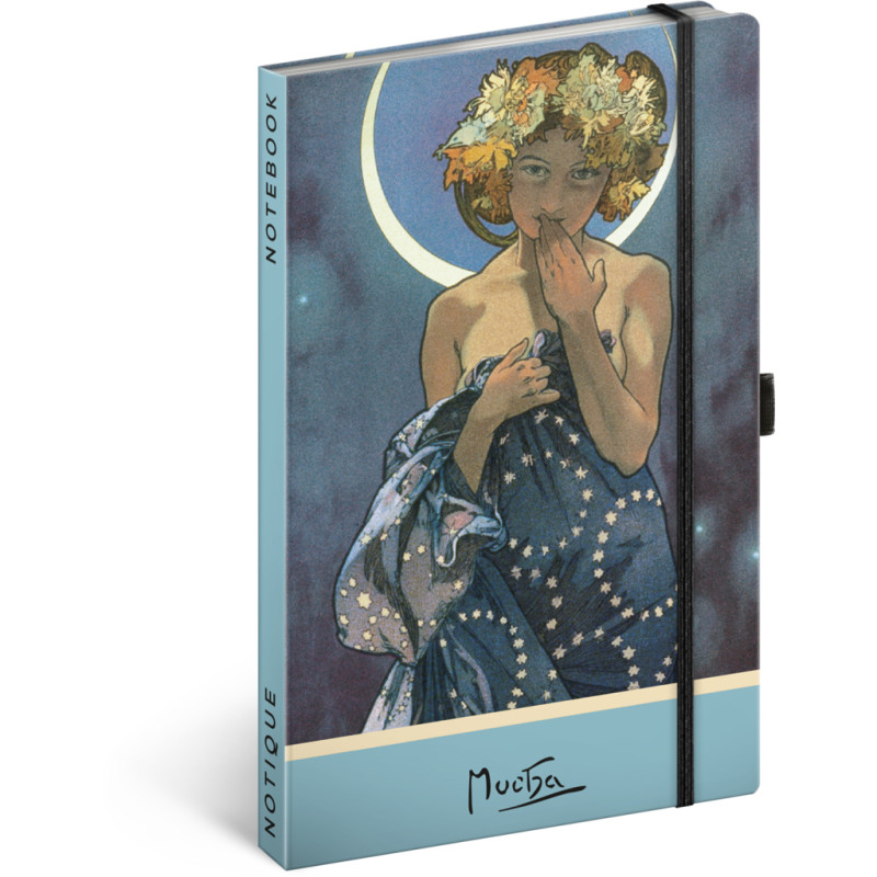 NOTIQUE Notes Alfons Mucha – Luna, tečkovaný, 13 x 21 cm