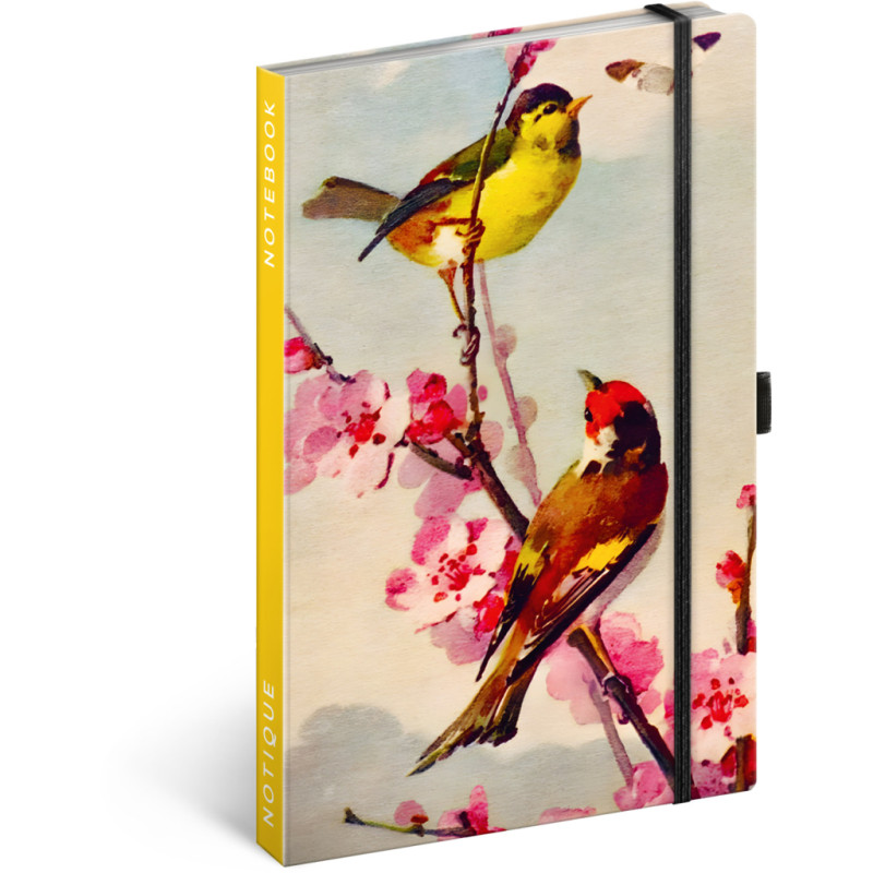 NOTIQUE Notes Ptáčci – sakura Kateřiny Winterové, linkovaný, 13 x 21 cm