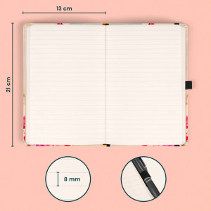 NOTIQUE Notes Ptáčci – sakura Kateřiny Winterové, linkovaný, 13 x 21 cm