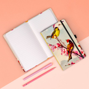 NOTIQUE Notes Ptáčci – sakura Kateřiny Winterové, linkovaný, 13 x 21 cm