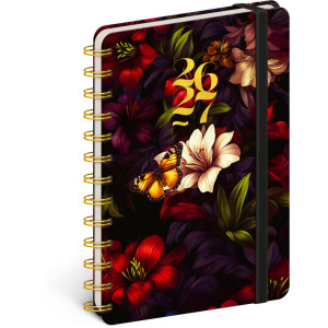 NOTIQUE Spirálový 18měsíční diář Petito – Rudé květy 2026/2027, 13 x 18 cm