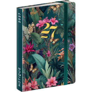 NOTIQUE Weekly Purse size planner Tropical Jungle 2027, 9,8 x 14,5 cm