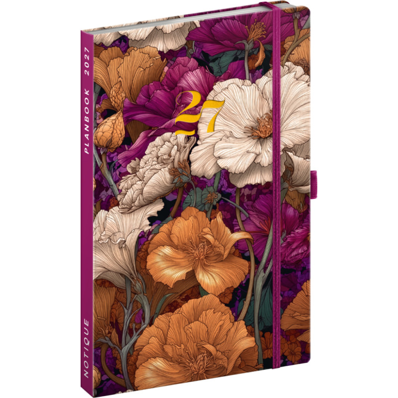 NOTIQUE Planbook planner/notebook Vintage Flowers 2027, 13 x 21 cm