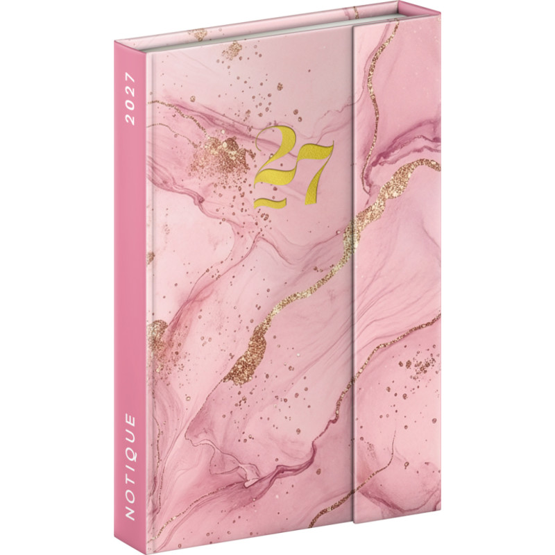 NOTIQUE Magnetic weekly planner Pink Marble 2027, 11 x 16 cm