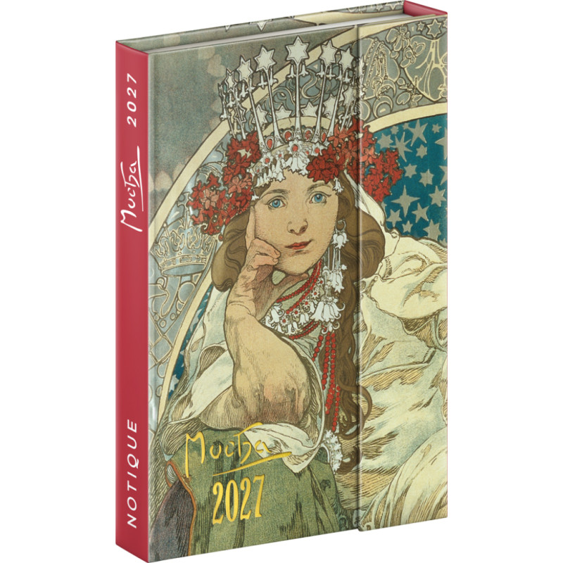 NOTIQUE Magnetic weekly planner Alphonse Mucha 2027, 11 x 16 cm