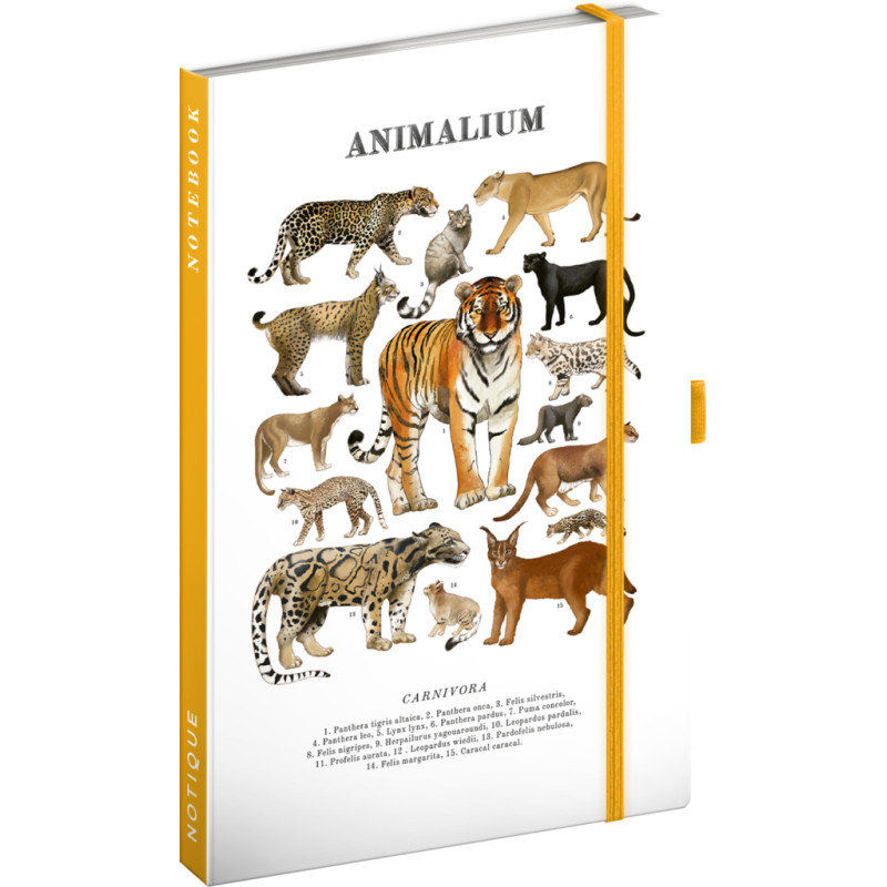 NOTIQUE Notes Animalium – Kočkovité šelmy, linkovaný, 13 x 21 cm