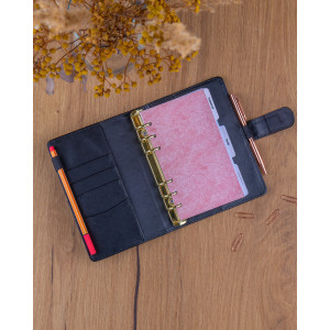 NOTIQUE Refill – Týdenní kroužkový diář s vyměnitelnými listy 2027, černý, 12,5 x 19 cm