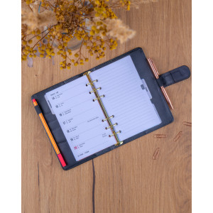 NOTIQUE Refill – Týdenní kroužkový diář s vyměnitelnými listy 2027, černý, 12,5 x 19 cm