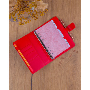 NOTIQUE Refill – Týdenní kroužkový diář s vyměnitelnými listy 2027, sytě červený, 12,5 x 19 cm