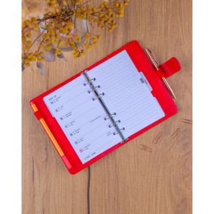 NOTIQUE Refill – Týdenní kroužkový diář s vyměnitelnými listy 2027, sytě červený, 12,5 x 19 cm