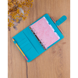 NOTIQUE Refill – Týdenní kroužkový diář s vyměnitelnými listy 2027, tyrkysový, 12,5 x 19 cm