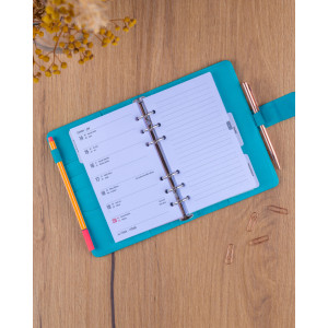 NOTIQUE Refill – Týdenní kroužkový diář s vyměnitelnými listy 2027, tyrkysový, 12,5 x 19 cm