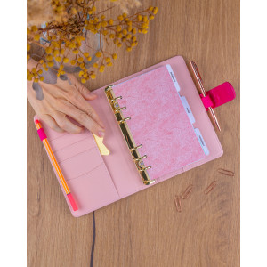 NOTIQUE Refill – Týdenní kroužkový diář s vyměnitelnými listy 2027, fuchsiový, 12,5 x 19 cm