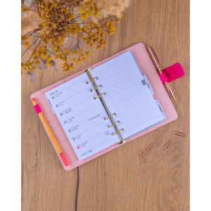 NOTIQUE Refill – Týdenní kroužkový diář s vyměnitelnými listy 2027, fuchsiový, 12,5 x 19 cm