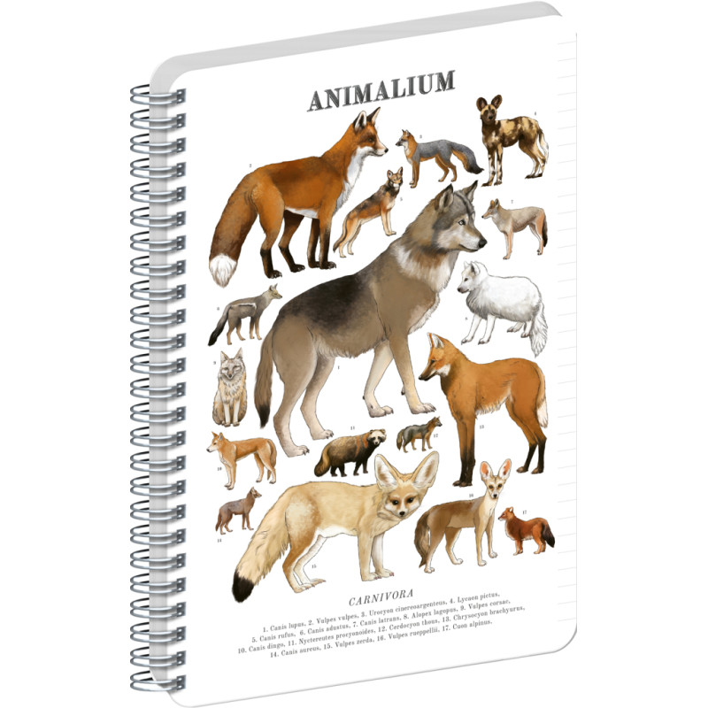 NOTIQUE Spirálový blok Animalium – Psovité šelmy, linkovaný, A5