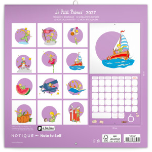 NOTIQUE Poznámkový kalendář Malý princ 2027, PLASTIC FREE, 30 x 30 cm