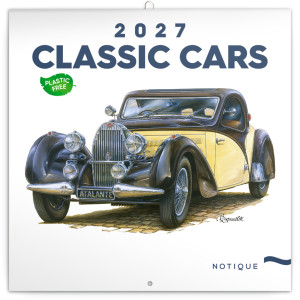 NOTIQUE Poznámkový kalendář Classic Cars – Václav Zapadlík 2027, PLASTIC FREE, 30 x 30 cm
