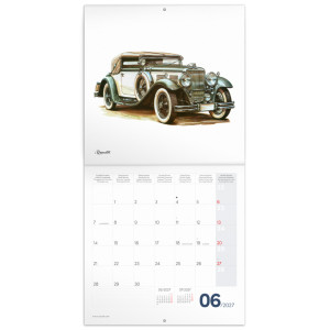 NOTIQUE Poznámkový kalendář Classic Cars – Václav Zapadlík 2027, PLASTIC FREE, 30 x 30 cm