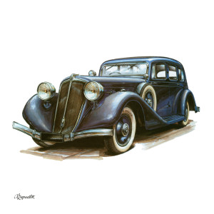 NOTIQUE Poznámkový kalendář Classic Cars – Václav Zapadlík 2027, PLASTIC FREE, 30 x 30 cm