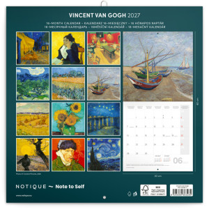 NOTIQUE Poznámkový kalendář Vincent van Gogh 2027, 30 x 30 cm