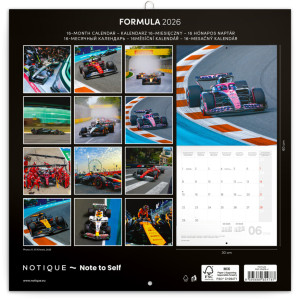 NOTIQUE Poznámkový kalendář Formule – Jiří Křenek 2027, 30 x 30 cm