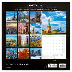 NOTIQUE Poznámkový kalendář New York 2027, 30 x 30 cm