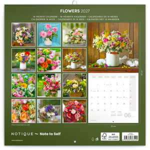 NOTIQUE Grid calendar Flowers 2027, 30 x 30 cm