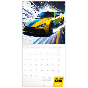 NOTIQUE Grid calendar Fast Cars 2027, 30 x 30 cm