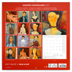NOTIQUE Grid calendar Amedeo Modigliani 2027, 30 x 30 cm