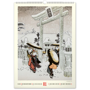 NOTIQUE Nástěnný kalendář Vintage plakáty – japonské umění 2027, 33 x 46 cm