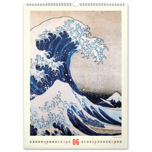 NOTIQUE Nástěnný kalendář Vintage plakáty – japonské umění 2027, 33 x 46 cm
