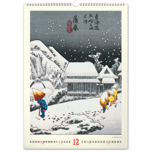 NOTIQUE Nástěnný kalendář Vintage plakáty – japonské umění 2027, 33 x 46 cm