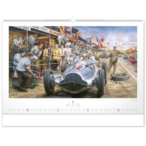 NOTIQUE Nástěnný kalendář Oldtimers – Václav Zapadlík 2027, 64 x 42 cm