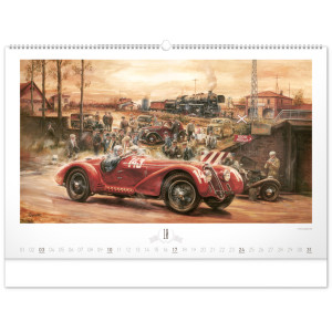 NOTIQUE Nástěnný kalendář Oldtimers – Václav Zapadlík 2027, 64 x 42 cm