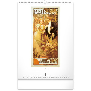 NOTIQUE Nástěnný kalendář Alfons Mucha 2027, 33 x 46 cm
