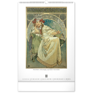 NOTIQUE Nástěnný kalendář Alfons Mucha 2027, 33 x 46 cm