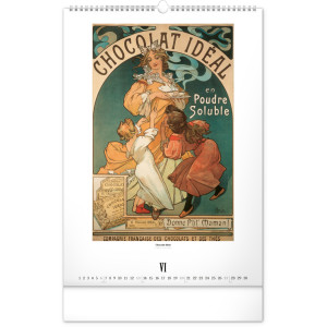 NOTIQUE Nástěnný kalendář Alfons Mucha 2027, 33 x 46 cm